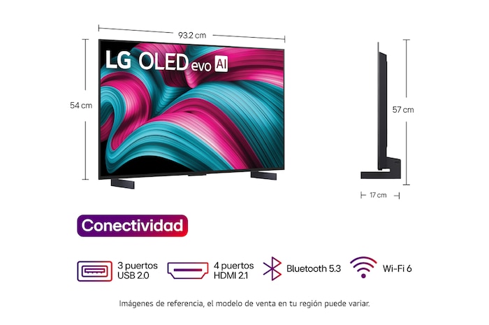 Dimensiones  Smart TV LG OLED evo AI C5 4K 